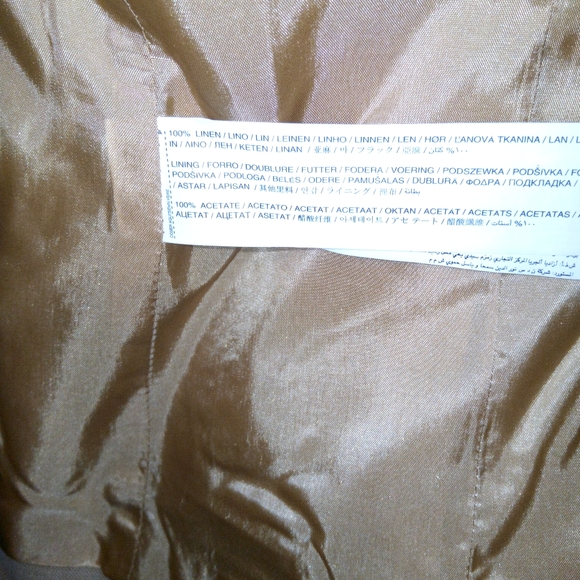 Mango Tan & Black One Button Linen Hourglass Blazer Sz 8 - Picture 2 of 11